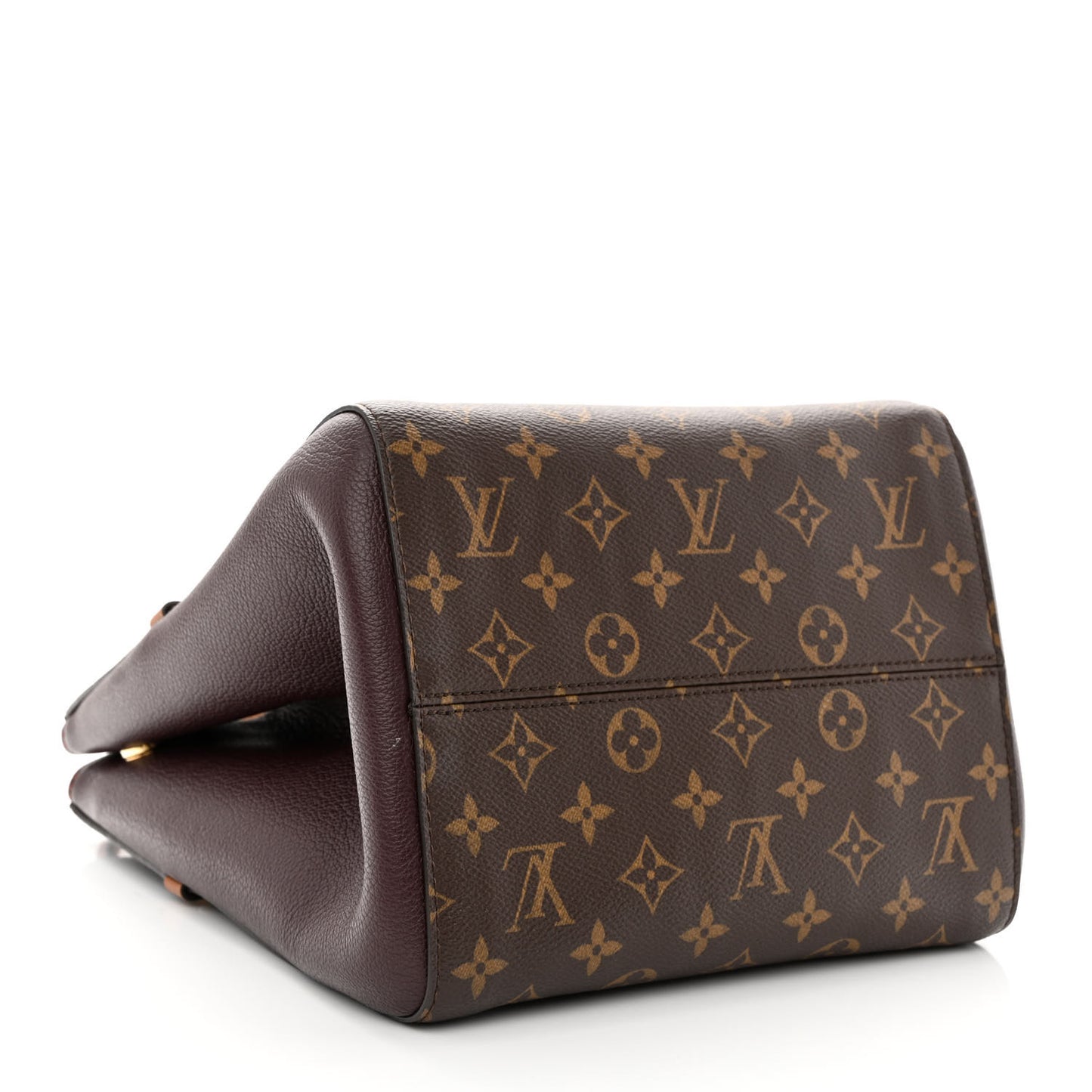 Calfskin Monogram Fold Tote MM Black Wine Cream