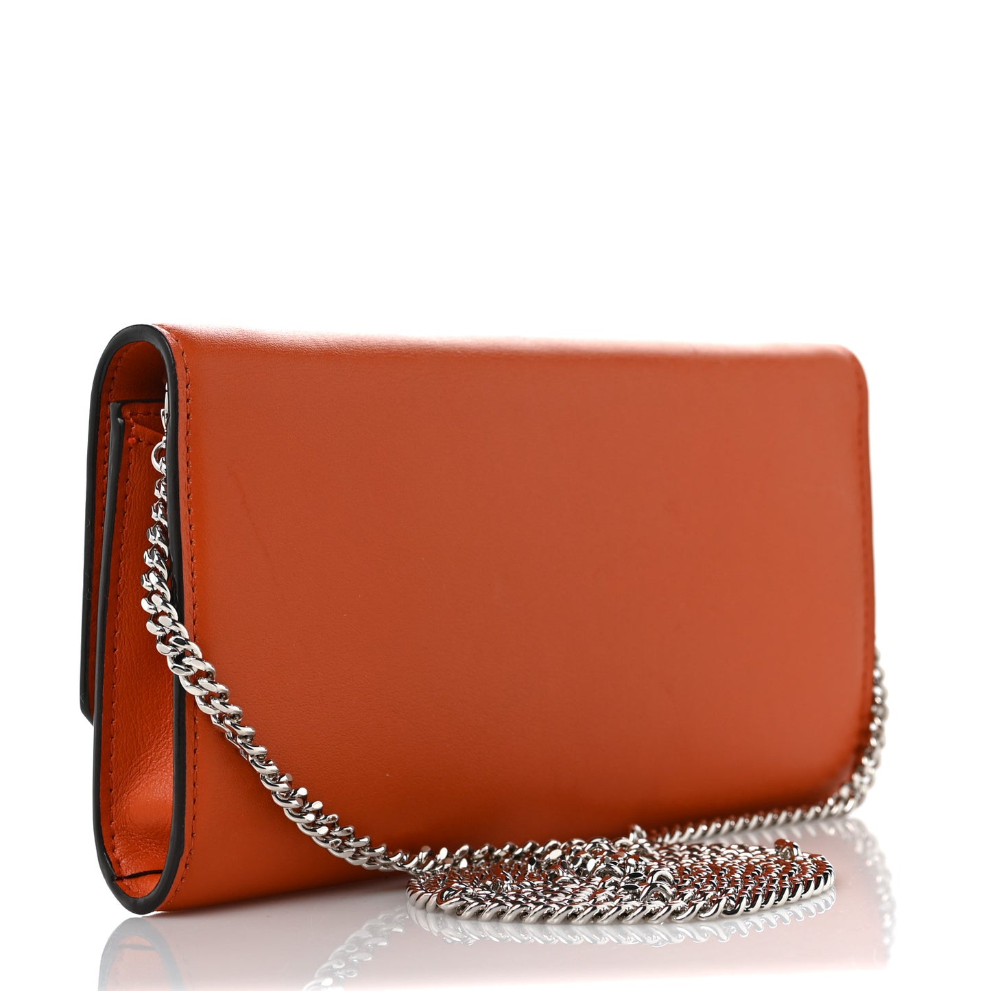 Calfskin Crystal Madeline Wallet On Chain Orange