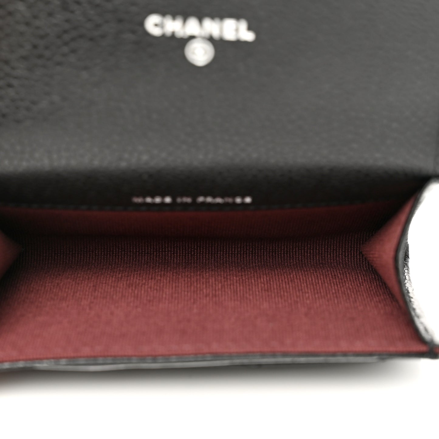 Caviar Quilted Flap Card Holder Wallet Black