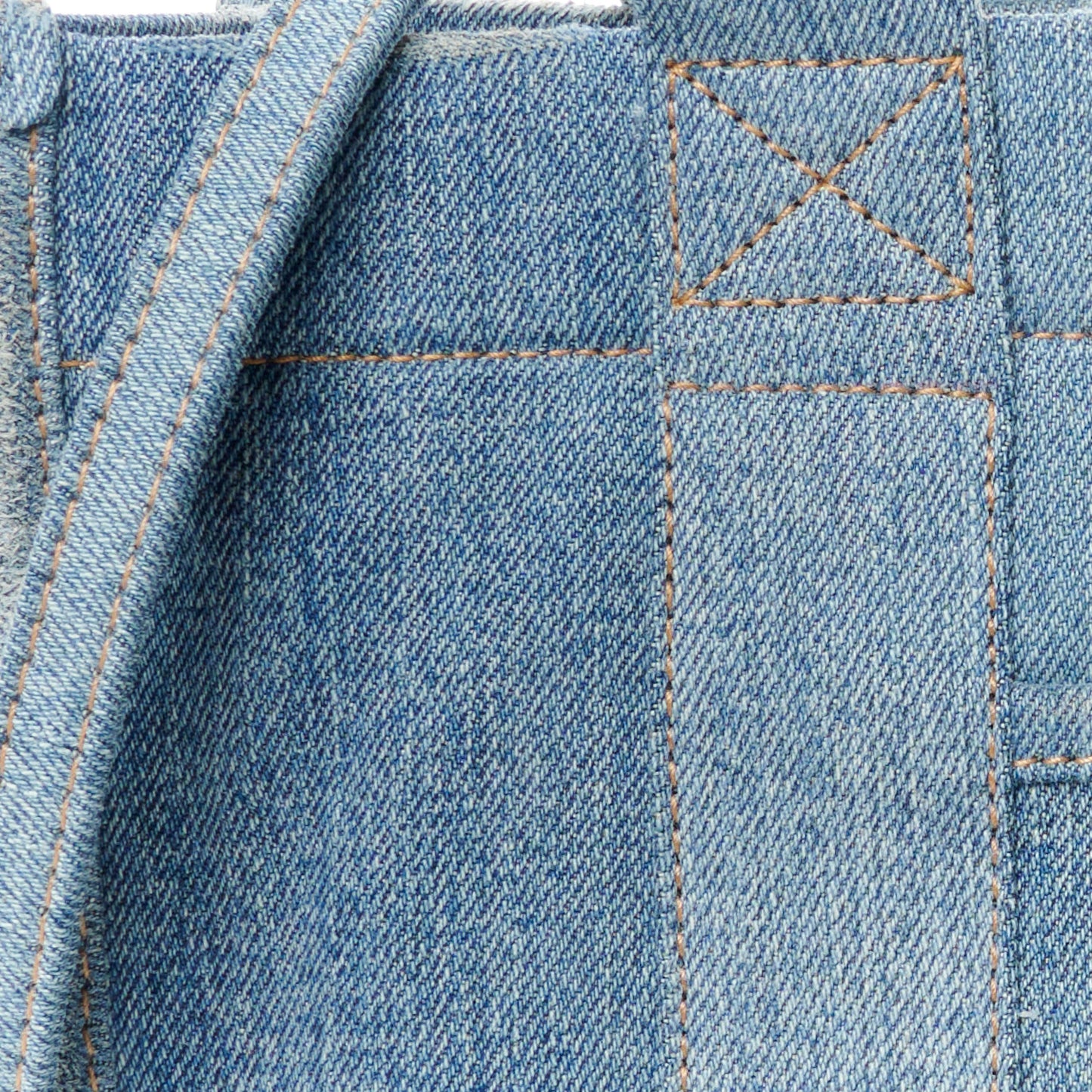 Washed Frayed Denim Logo Small Hardware Tote Blue