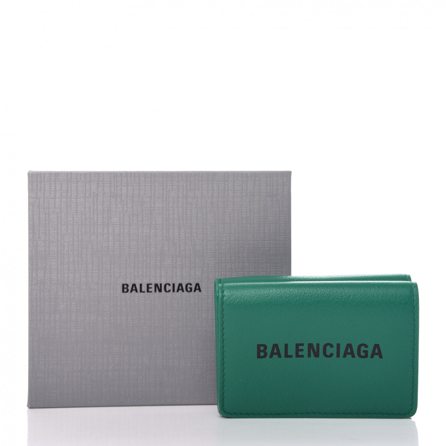 Balenciaga Smooth Calfskin Double Sided Logo Mini Everyday Wallet Green Black 10 of 10
