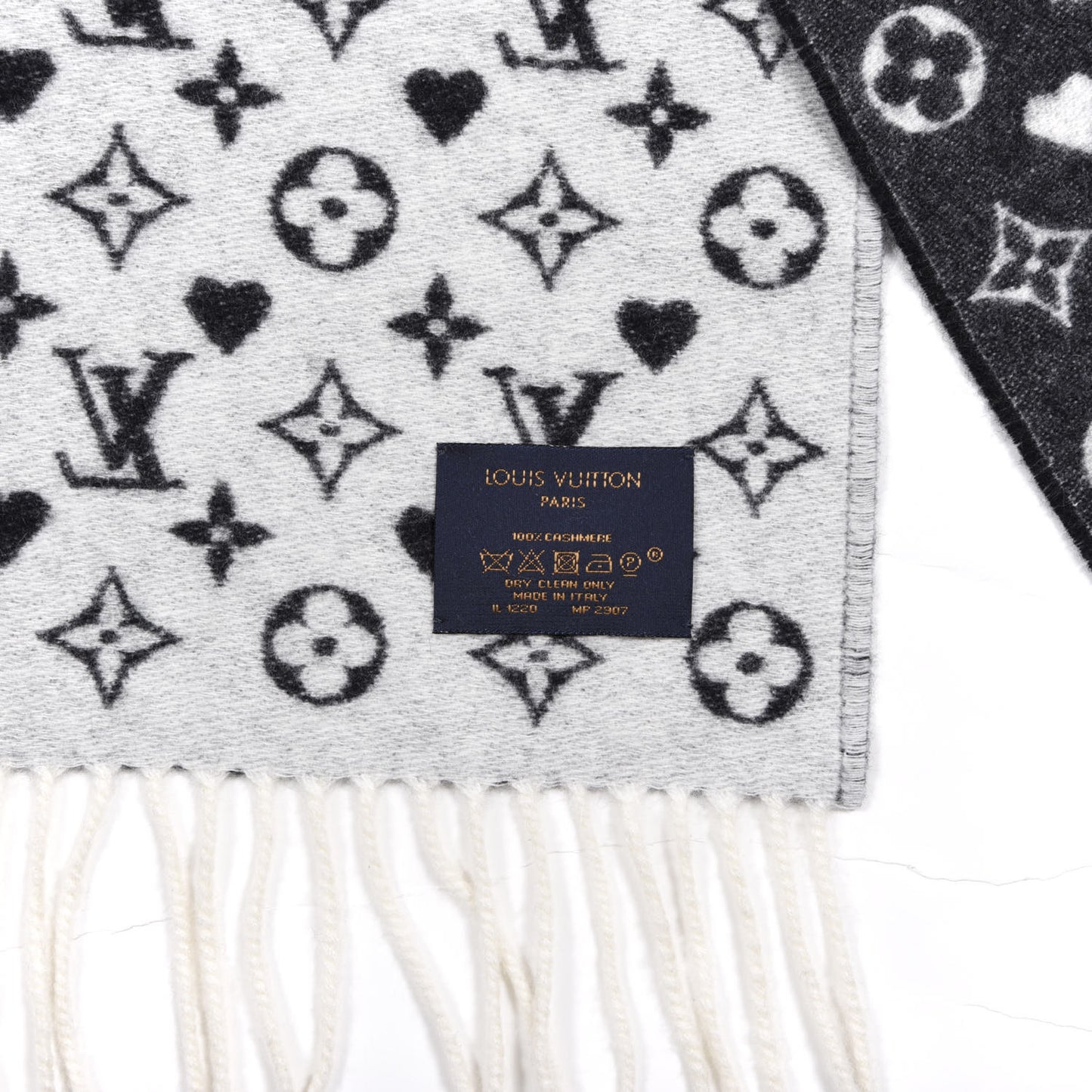 Cashmere Monogram Game On Scarf Black