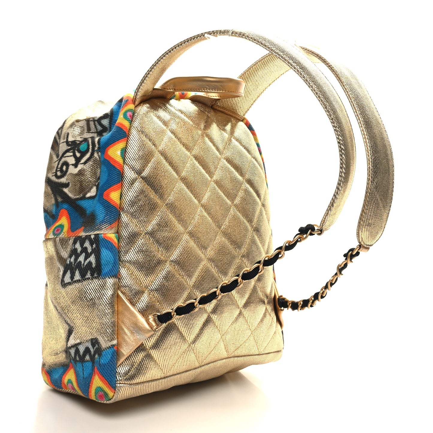 Graffiti Printed Canvas Street Spirit Backpack Multicolor