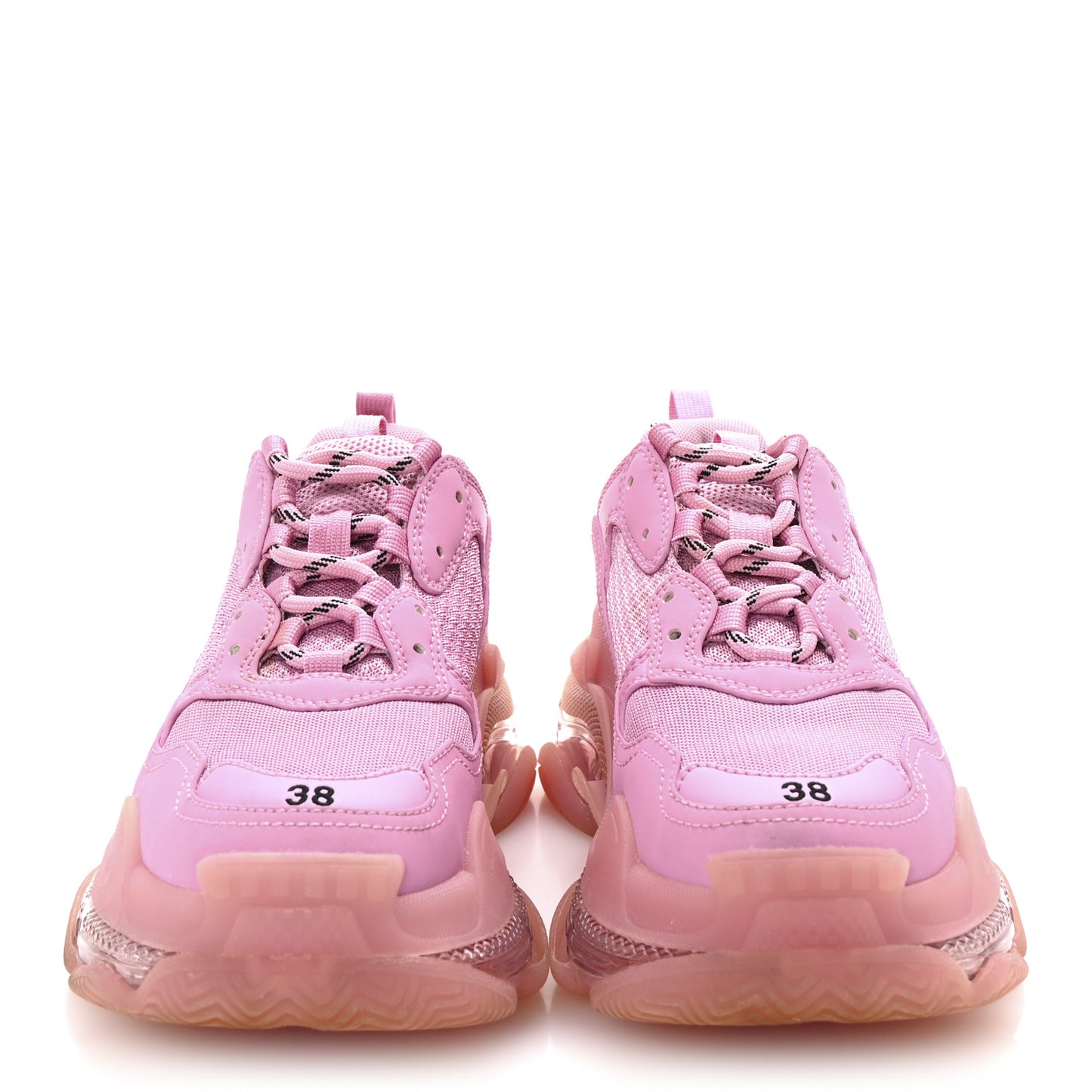 Fabric Mesh Clear Sole Womens Triple S Sneakers 38 Pink