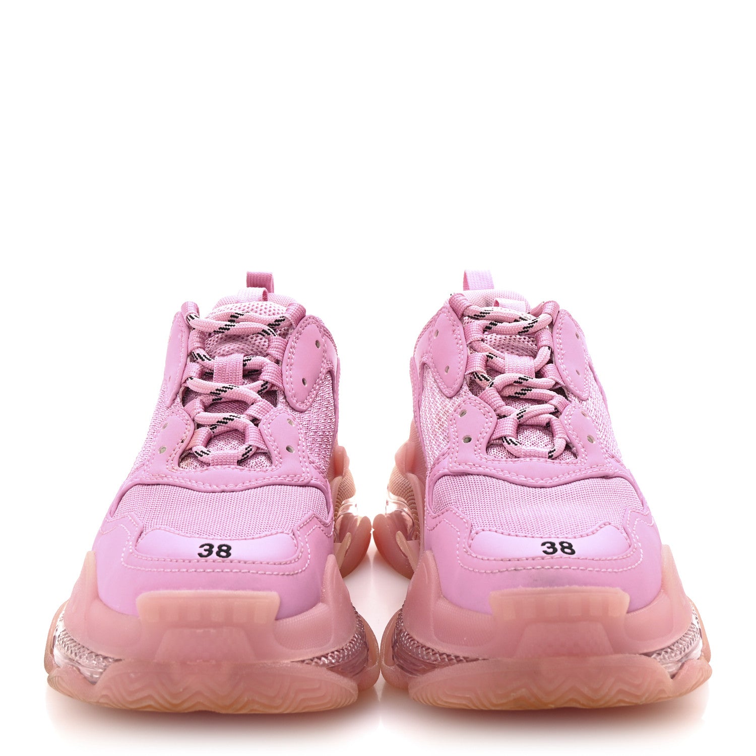 Balenciaga Fabric Mesh Clear Sole Womens Triple S Sneakers 38 Pink 3 of 10