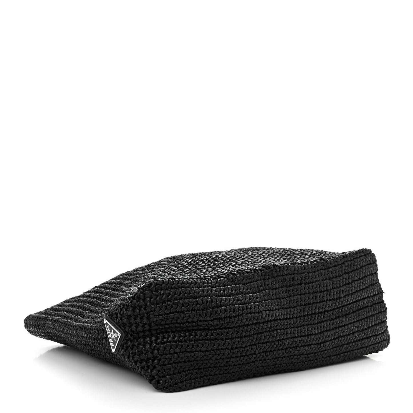 Yarn Raffia Effect Crochet Large Logo Tote Black
