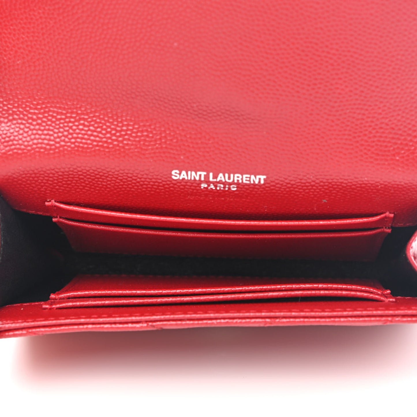 Grain De Poudre Matelasse Chevron Small Monogram Envelope Wallet New Red