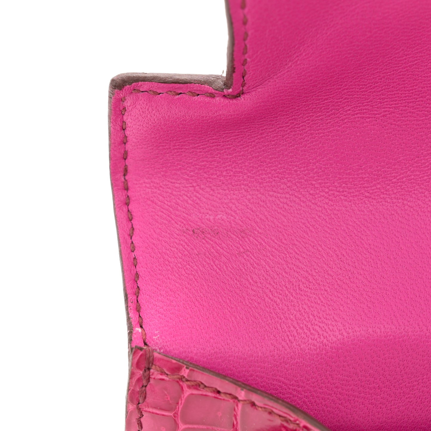 Shiny Niloticus Crocodile Kelly Pochette Fuchsia