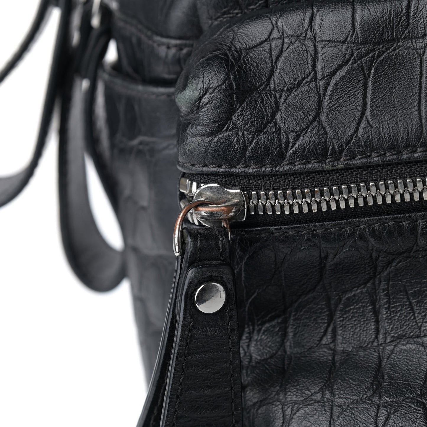 Calfskin Crocodile Embossed Medium Luxus Backpack Black