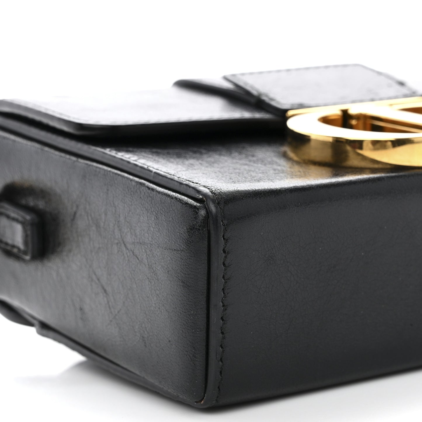 Crackled Lambskin 30 Montaigne Box Bag Black