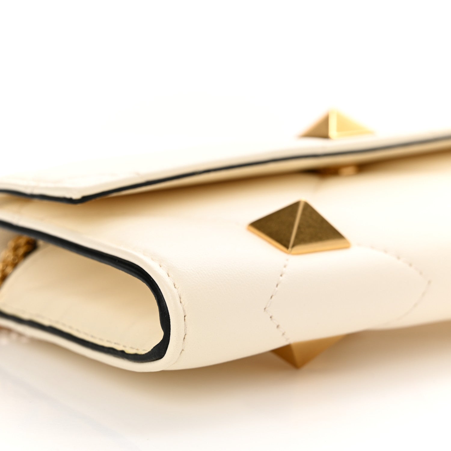 Valentino Garavani Nappa Roman Stud Wallet on Chain Ivory 9 of 14