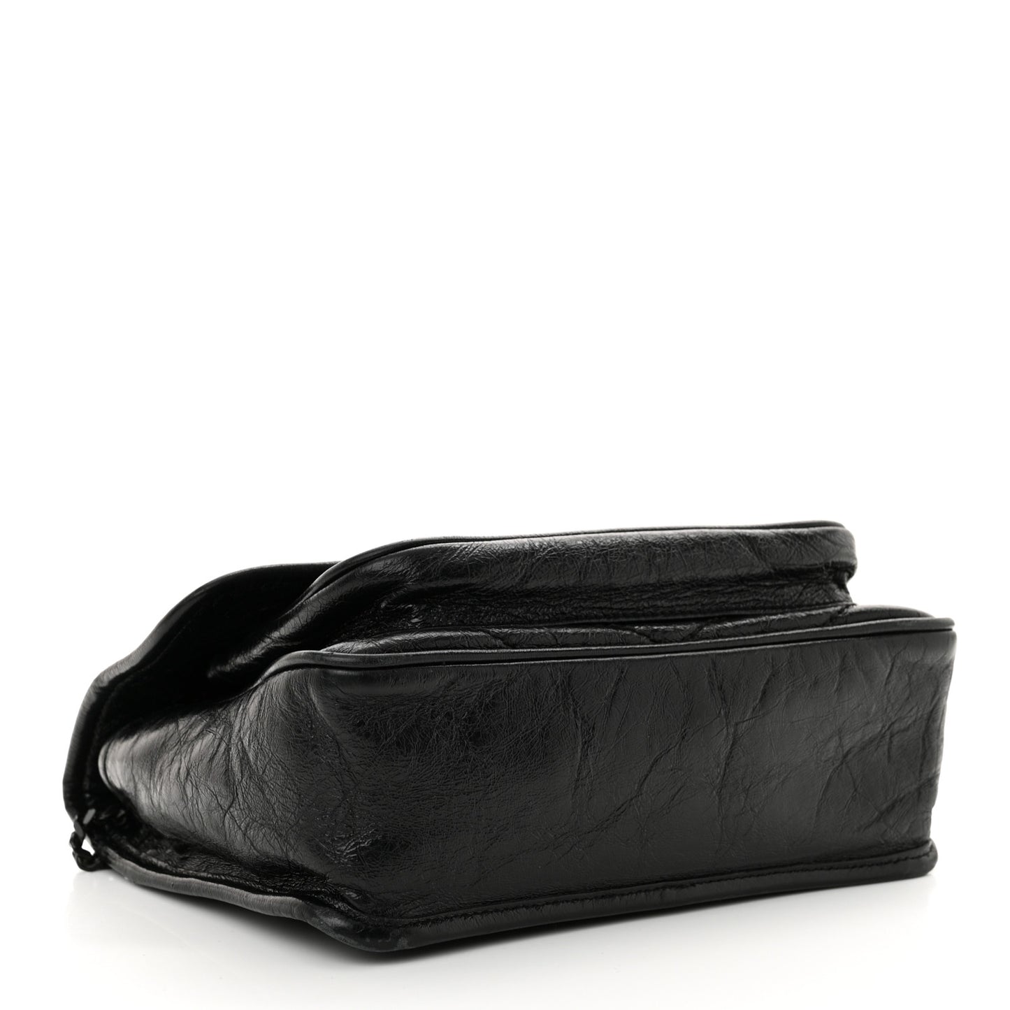 Crinkled Calfskin Matelasse Monogram Baby Niki Chain Satchel Black