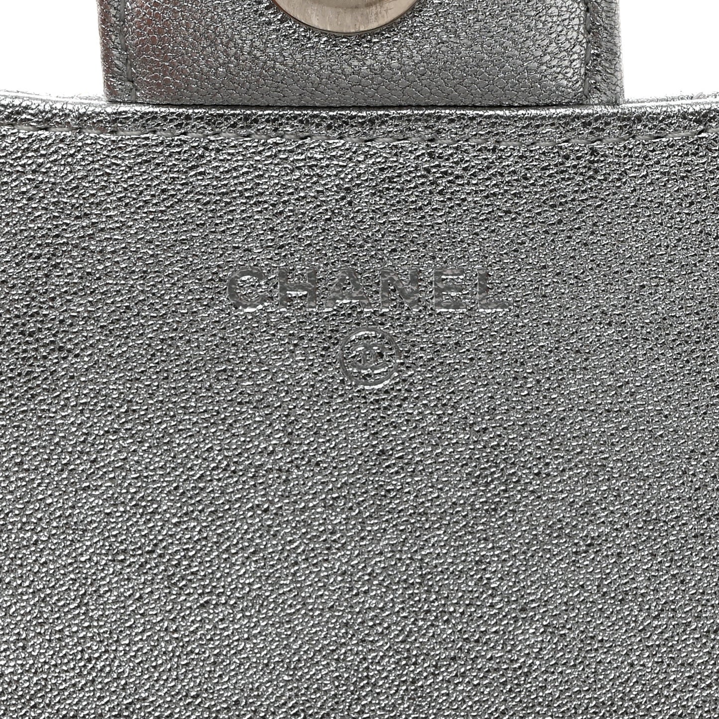 Metallic Lambskin Quilted Glasses Case With Chain Silver