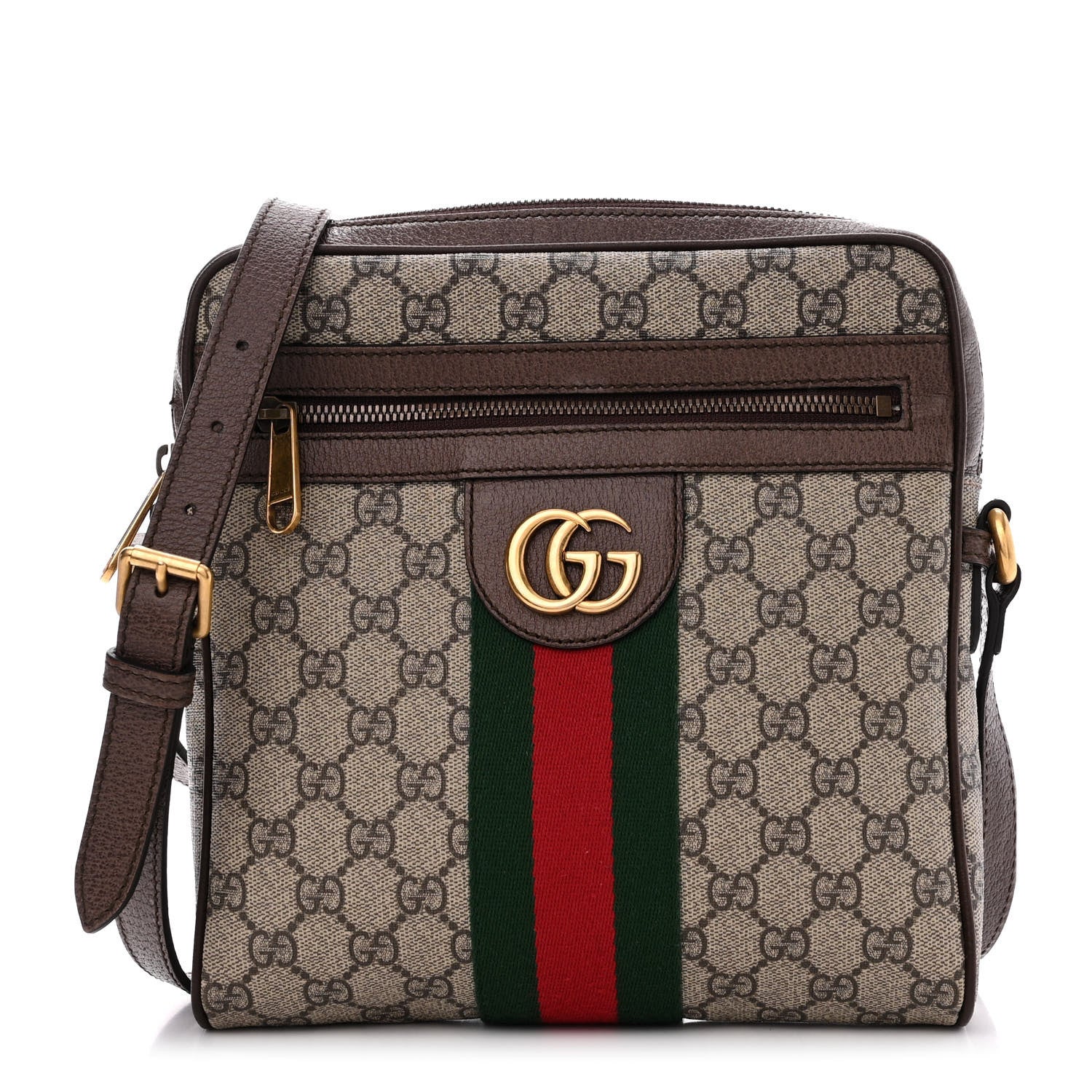 Gucci GG Supreme Monogram Web Small Ophidia Messenger Bag Brown 1 of 13
