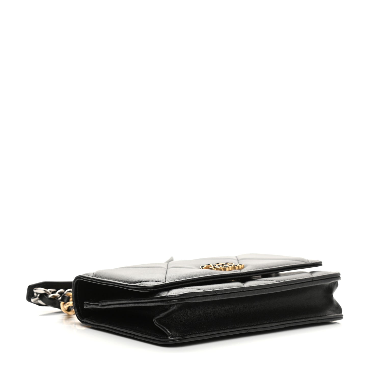 Lambskin Quilted Chanel 19 Wallet On Chain WOC Black