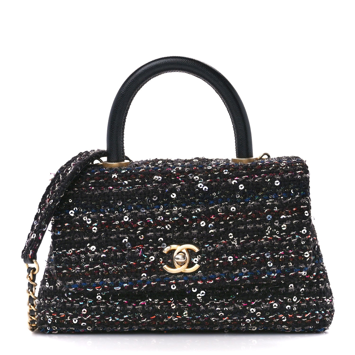 Chanel Tweed Sequin Mini Coco Handle Flap Black 1 of 13