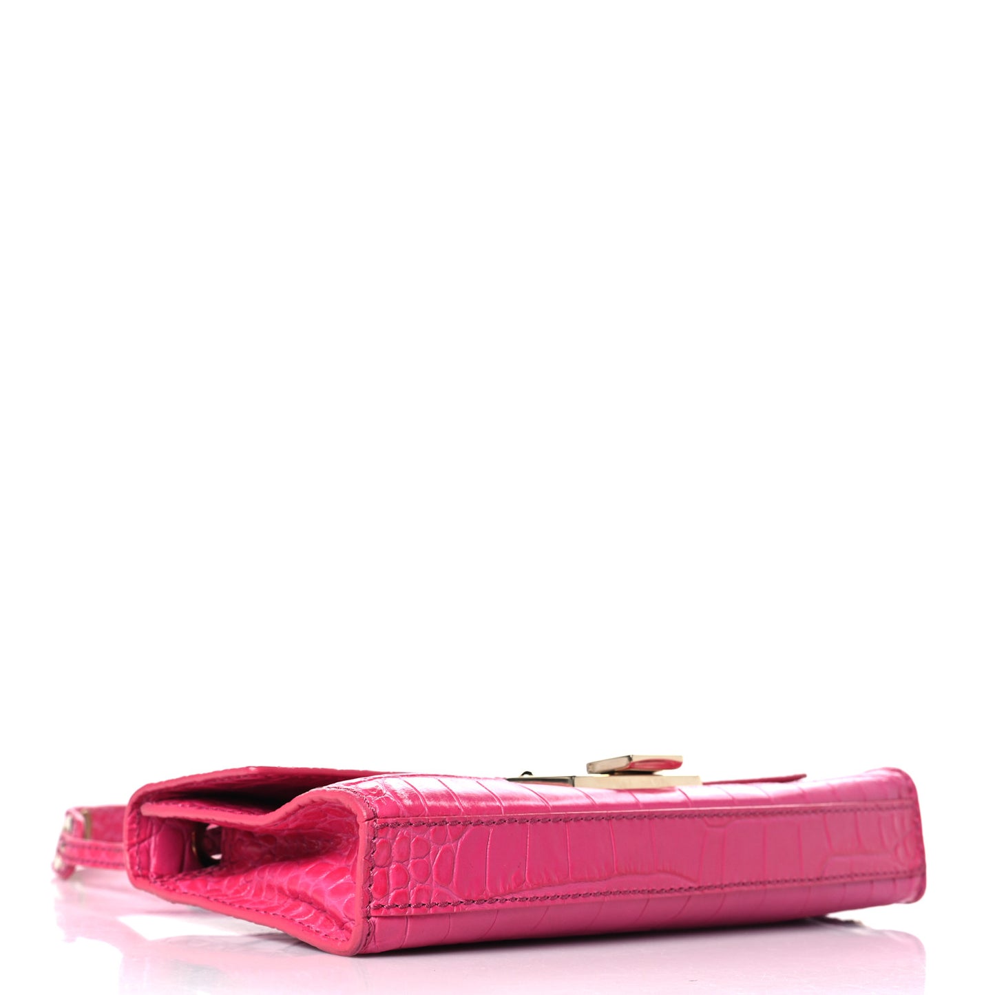 Calfskin Crocodile Embossed Rebel Bag Pink