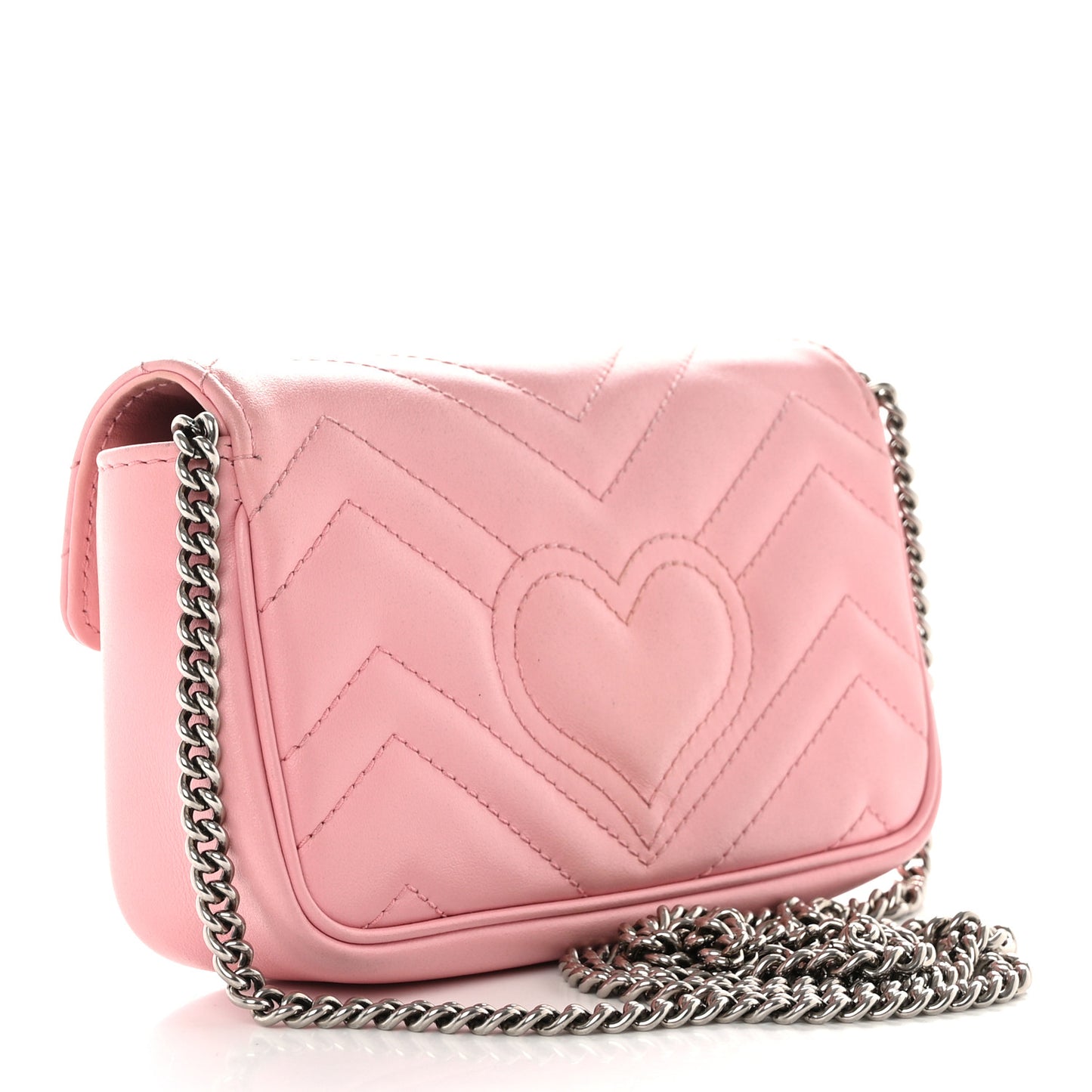 Calfskin Matelasse Super Mini GG Marmont Shoulder Bag Wild Rose