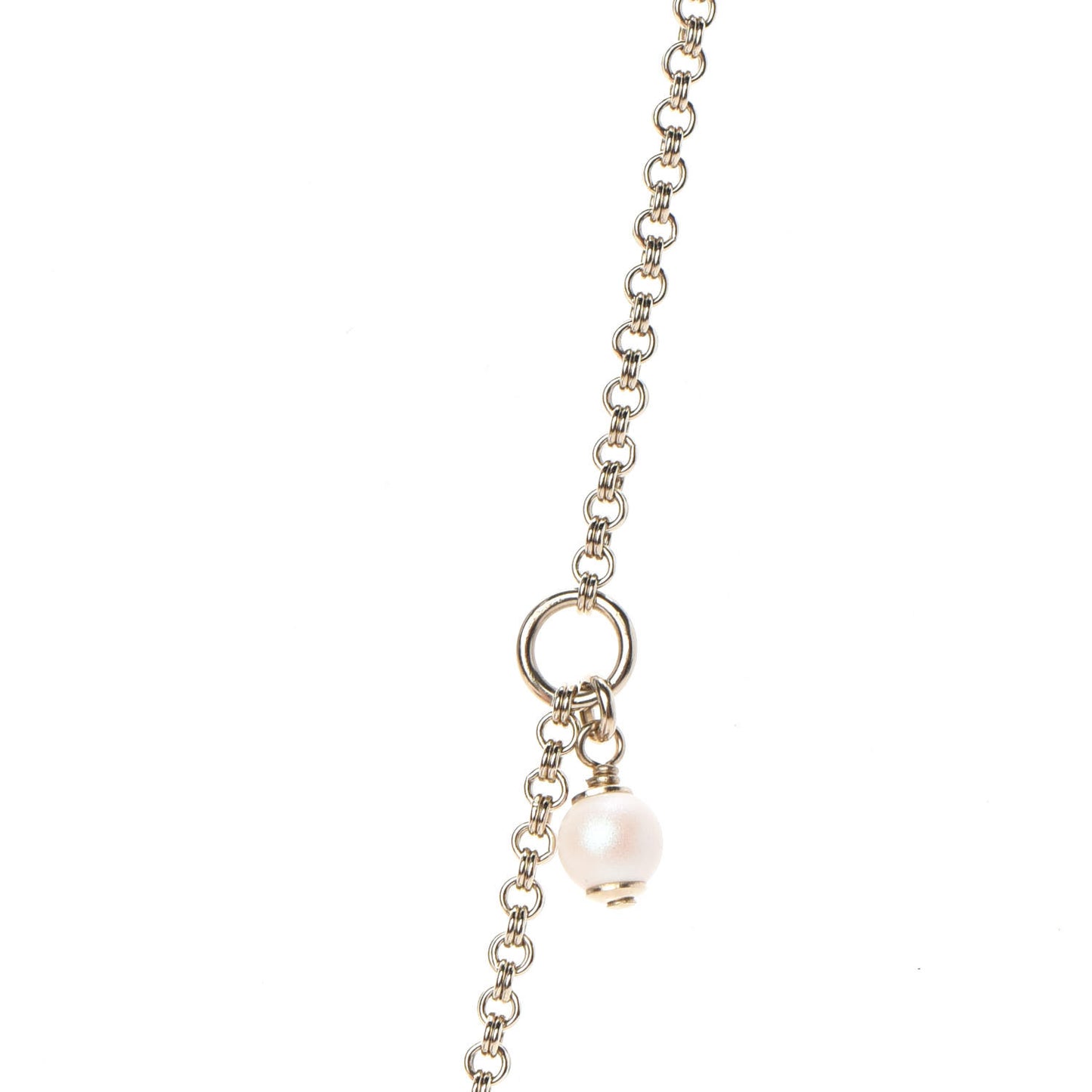 Pearl CC Pendant Necklace Gold
