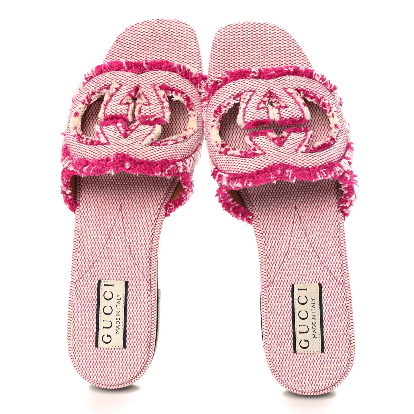 Canvas Interlocking G Cut Out Slide Sandals Princess 37 Fuxia