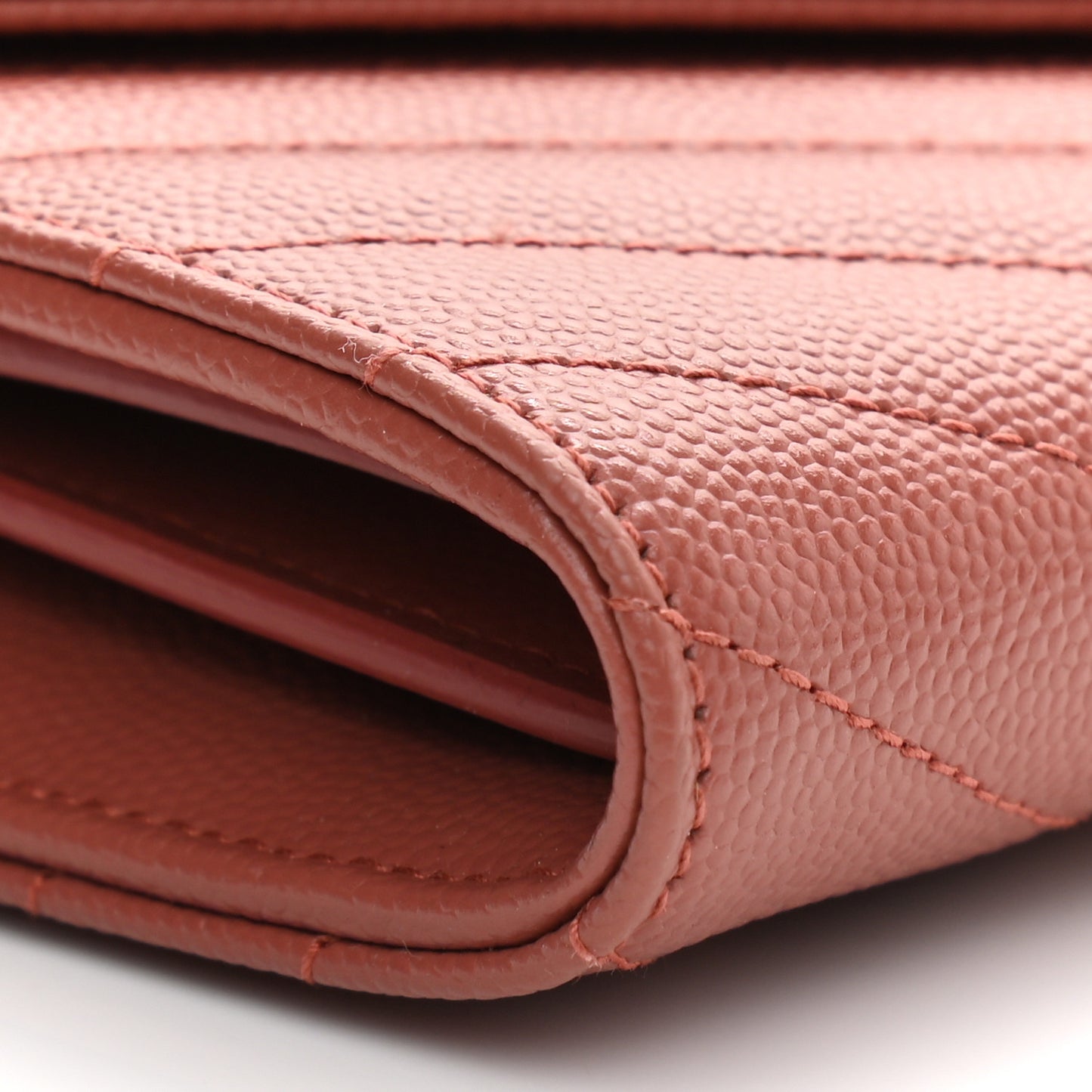 Grain De Poudre Matelasse Chevron Small Monogram Chain Wallet Blush Fonce
