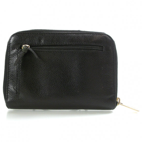Caviar Zip Around Wallet Black