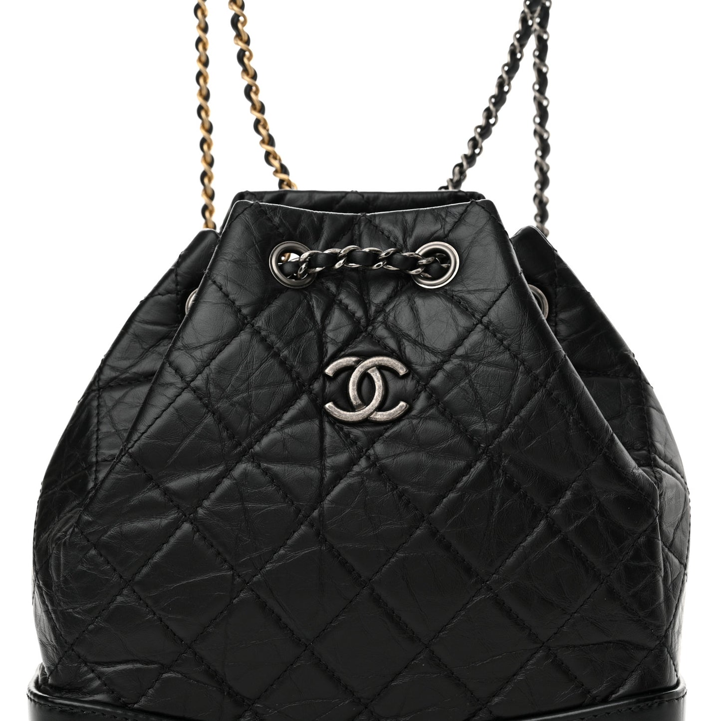 Aged Calfskin Quilted Small Gabrielle Backpack Black
