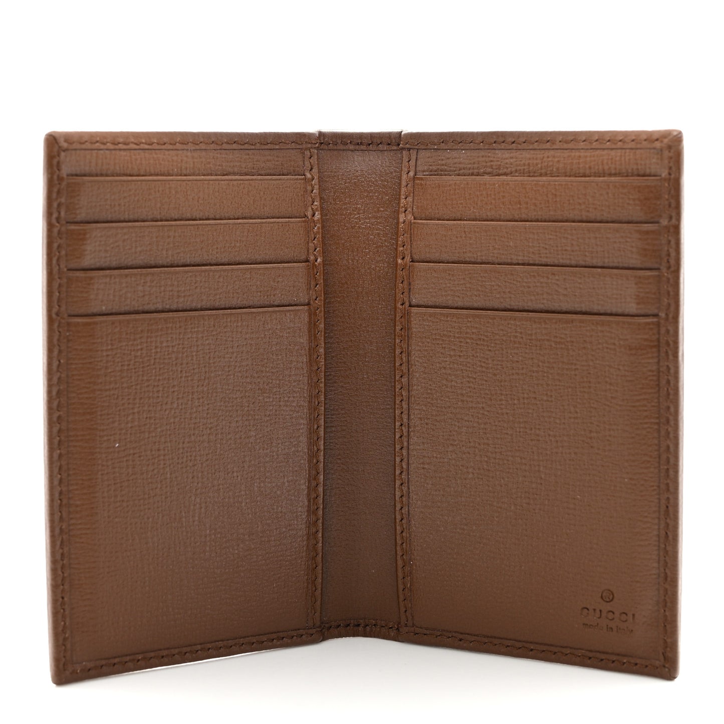 GG Supreme Monogram Azalea Calfskin Retro Interlocking G Card Case Beige Ebony Brown Sugar