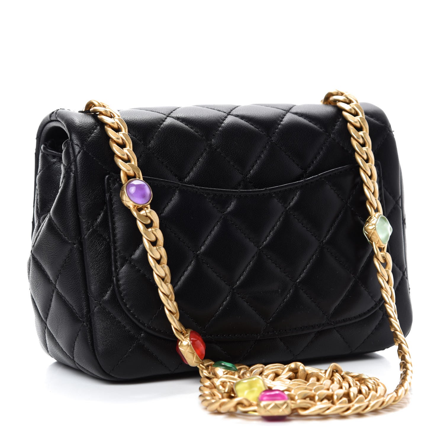 Chanel Lambskin Resin Quilted Mini Pearl Samba Square Flap Black 3 of 10