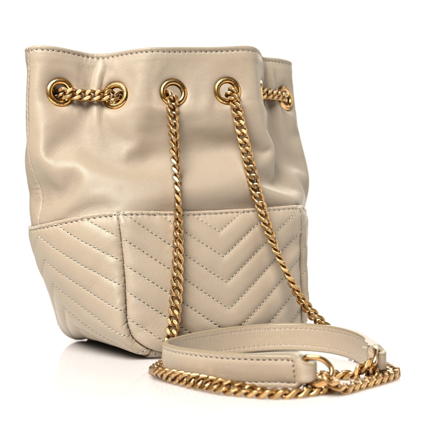 Lambskin Matelasse Monogram Joe Nano Bucket Bag Beige