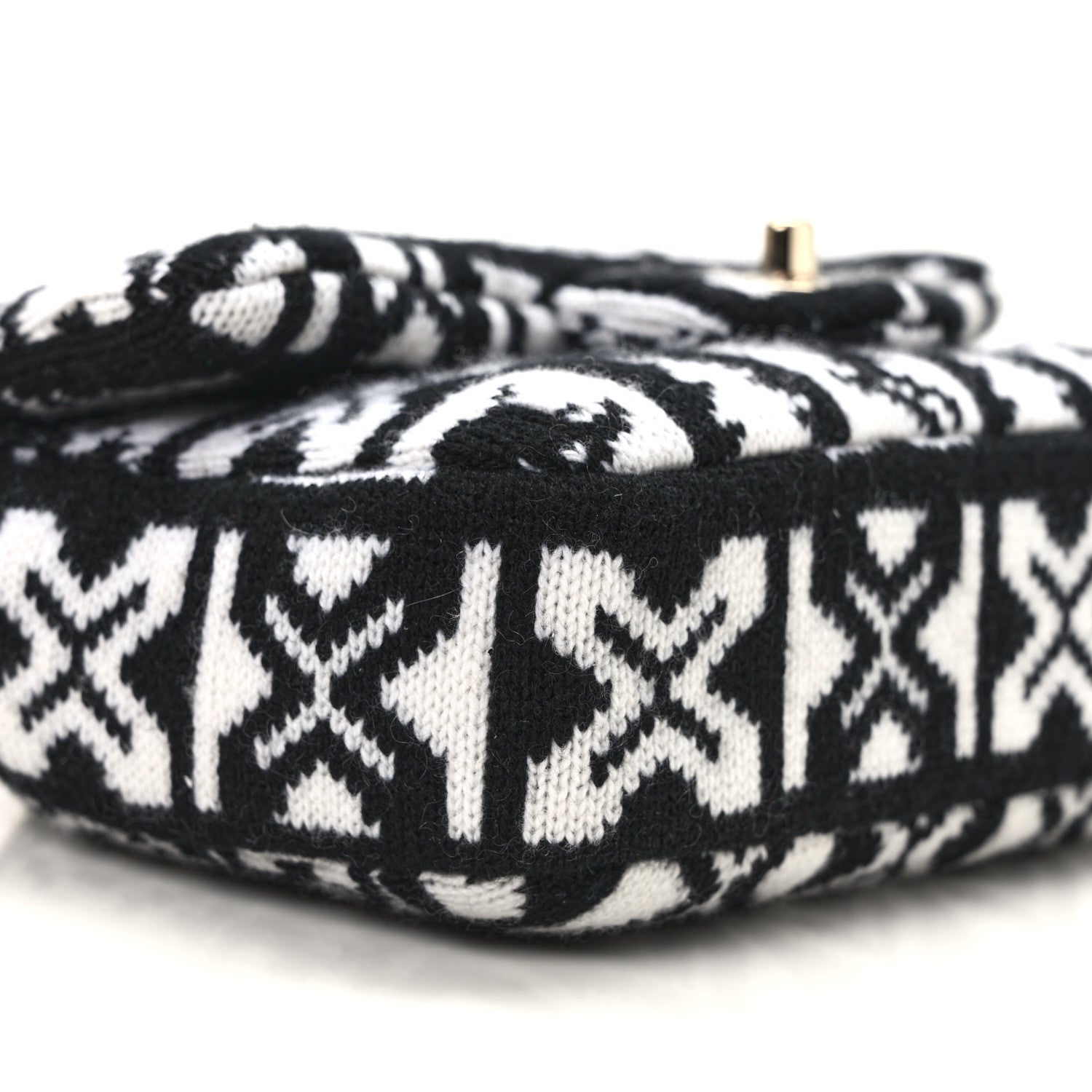 Chanel Cashmere Knit Coco Neige Flap Black White 9 of 10