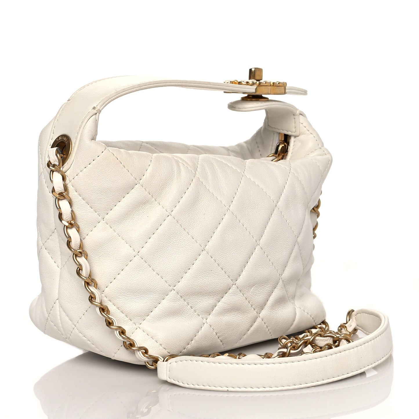 Lambskin Quilted Small Perfect Meeting Hobo White