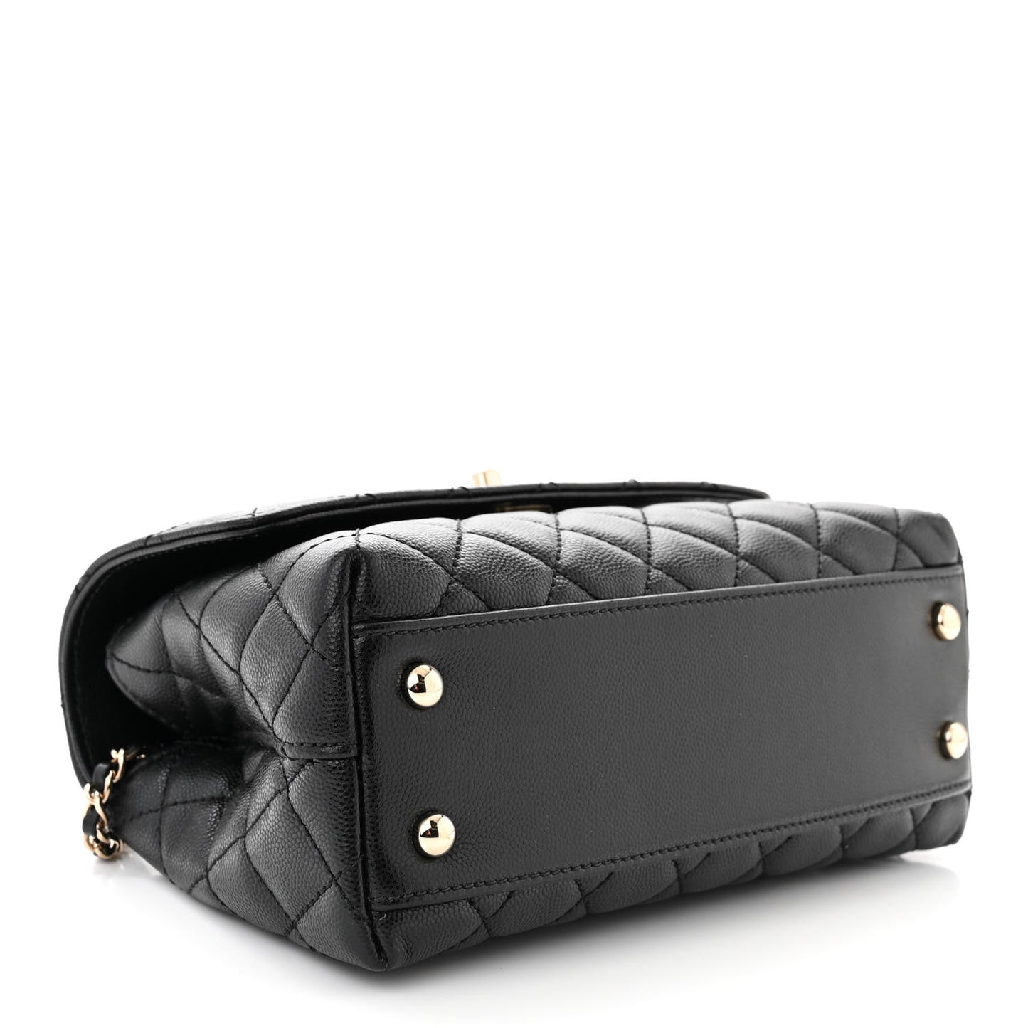 Caviar Quilted Mini Coco Handle Flap Black