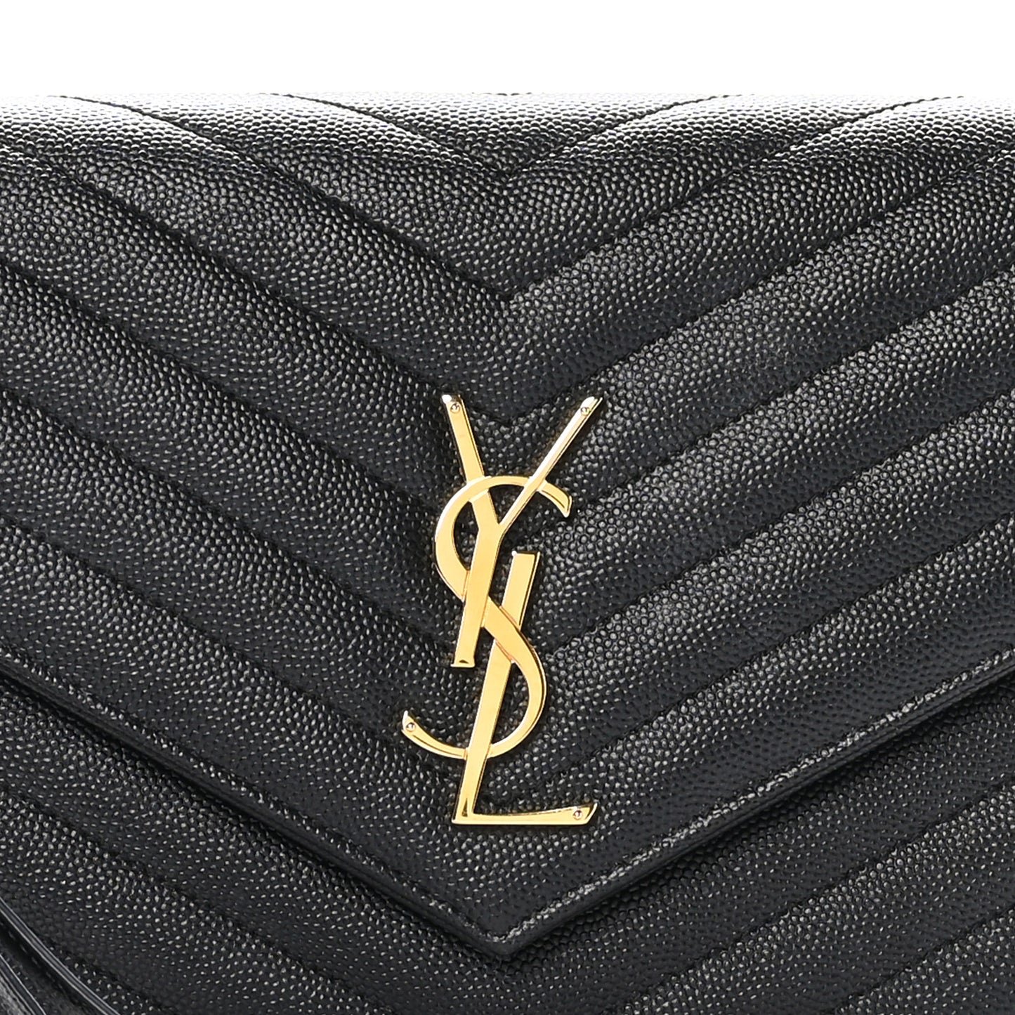 Grain De Poudre Matelasse Chevron Monogram Envelope Clutch Black
