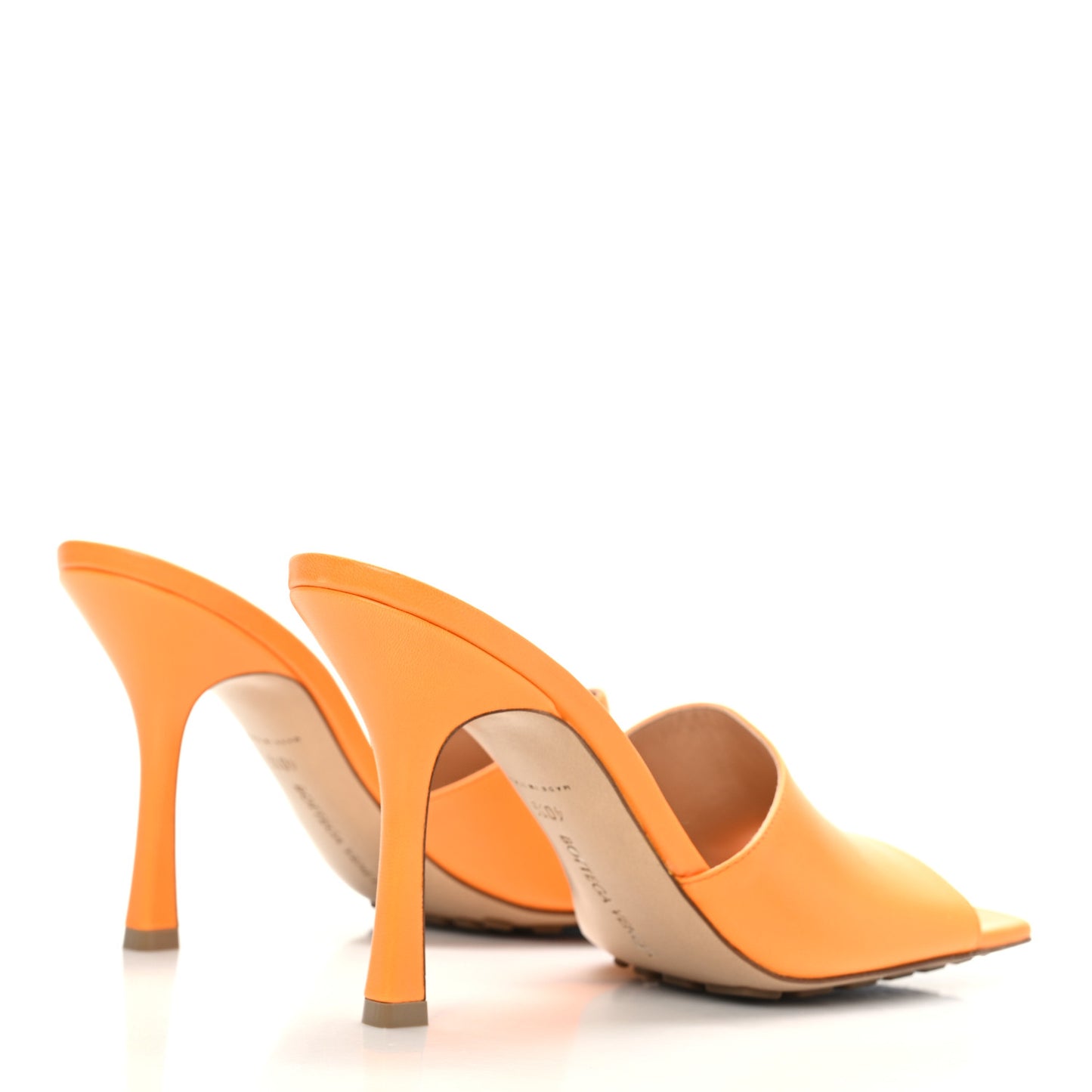 Lambskin Stretch 90mm Mule Sandals 40.5 Tangerine