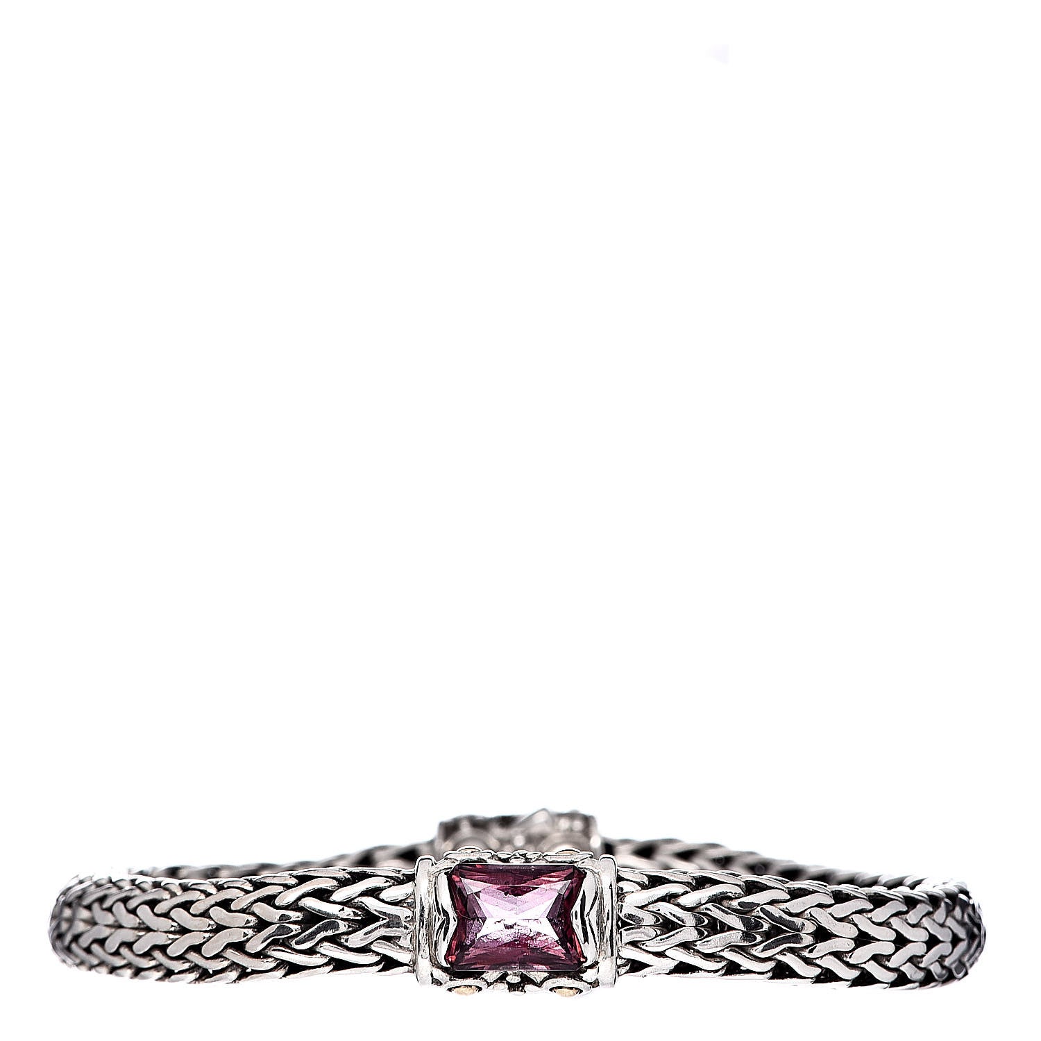 John Hardy Sterling Silver 18K Yellow Gold Pink Topaz Classic Chain Bracelet 1 of 5