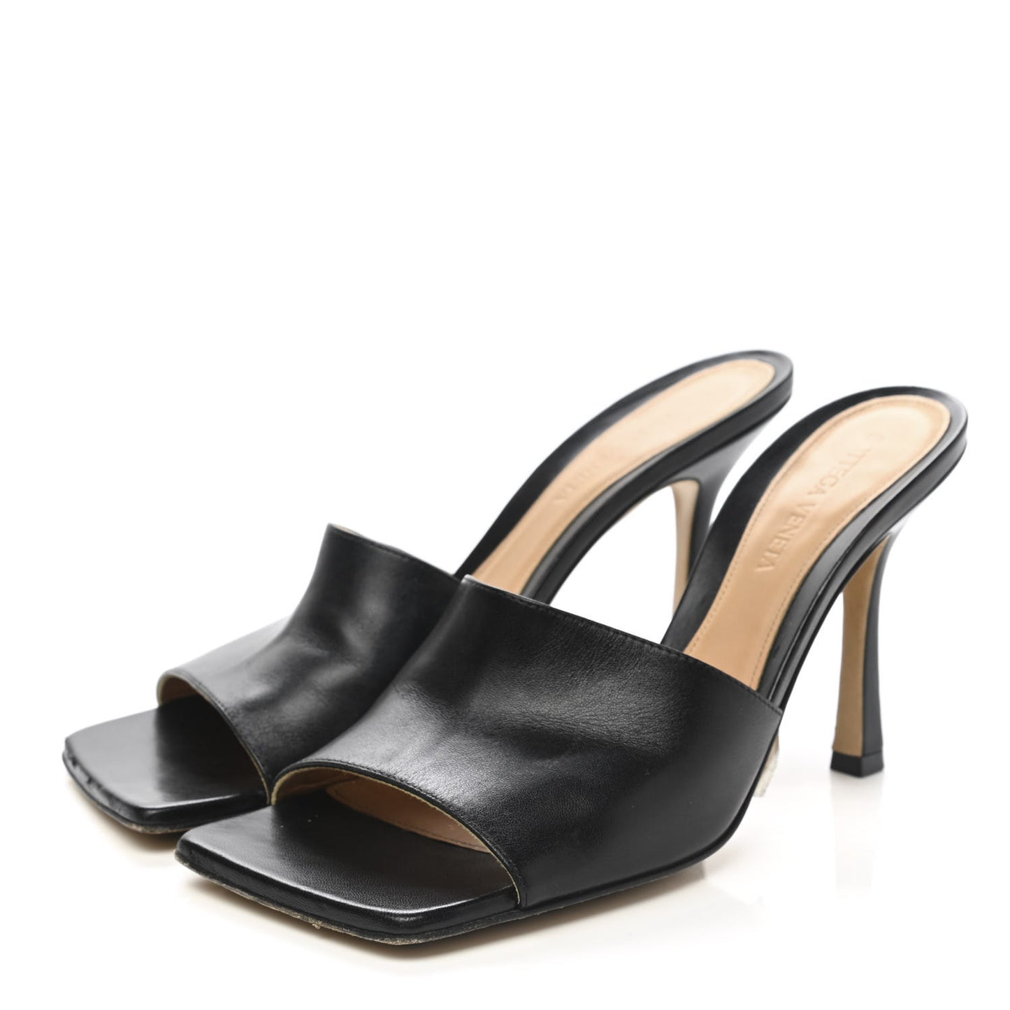 Lambskin Stretch Mule Sandals 38 Black