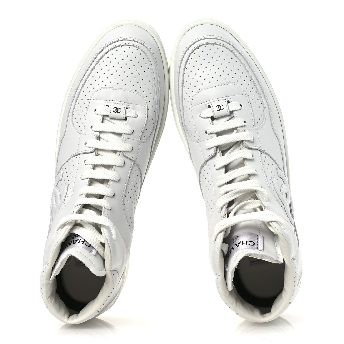 Calfskin CC High Top Sneaker 45 White