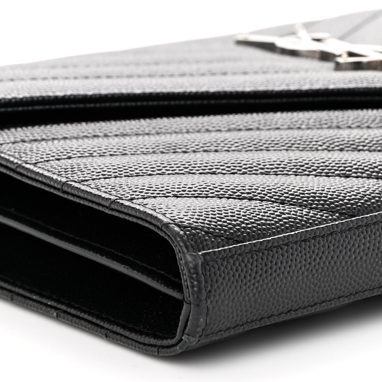 Grain De Poudre Matelasse Chevron Monogram Chain Wallet Black