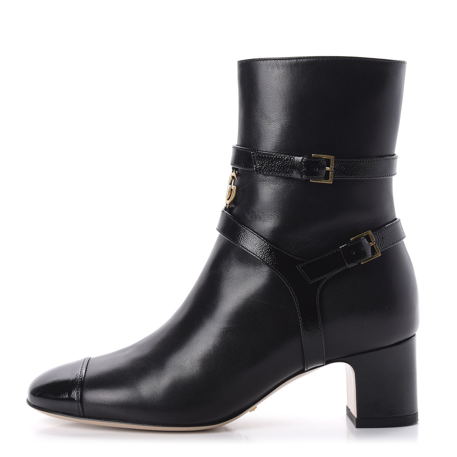 Gucci Malaga Kid GG Geraldine Cap Toe 55mm Ankle Boots 35.5 Black 1 of 10