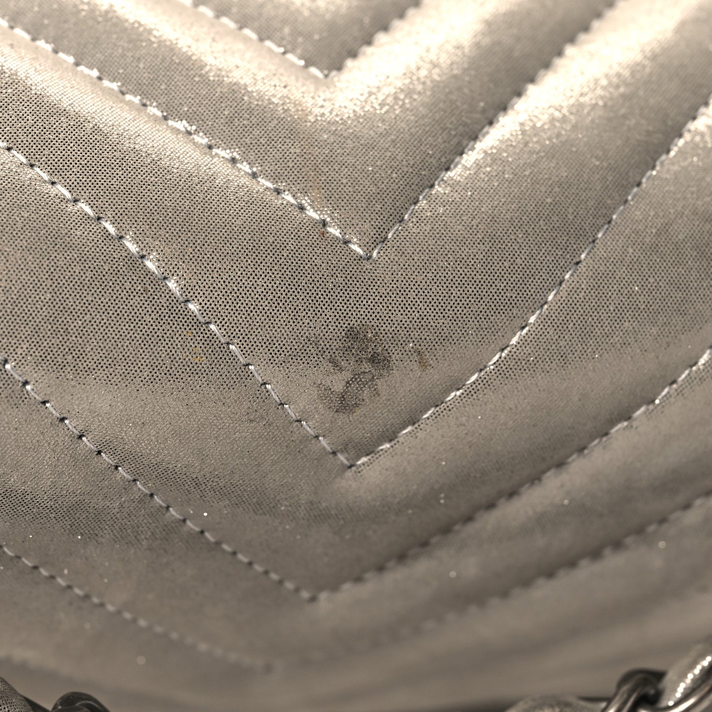 Iridescent Calfskin Chevron Quilted Small Urban Spirit Backpack Silver