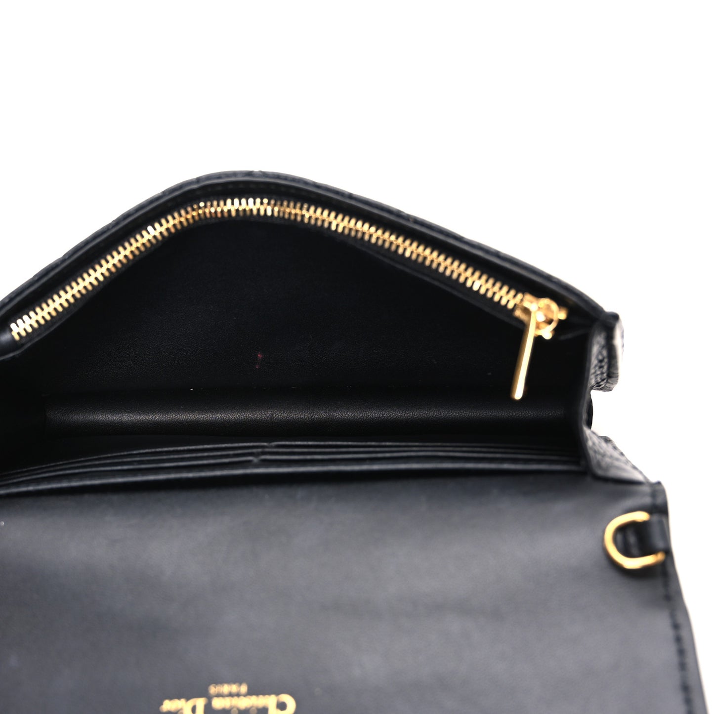 Supple Calfskin Caro Pouch with Chain Black