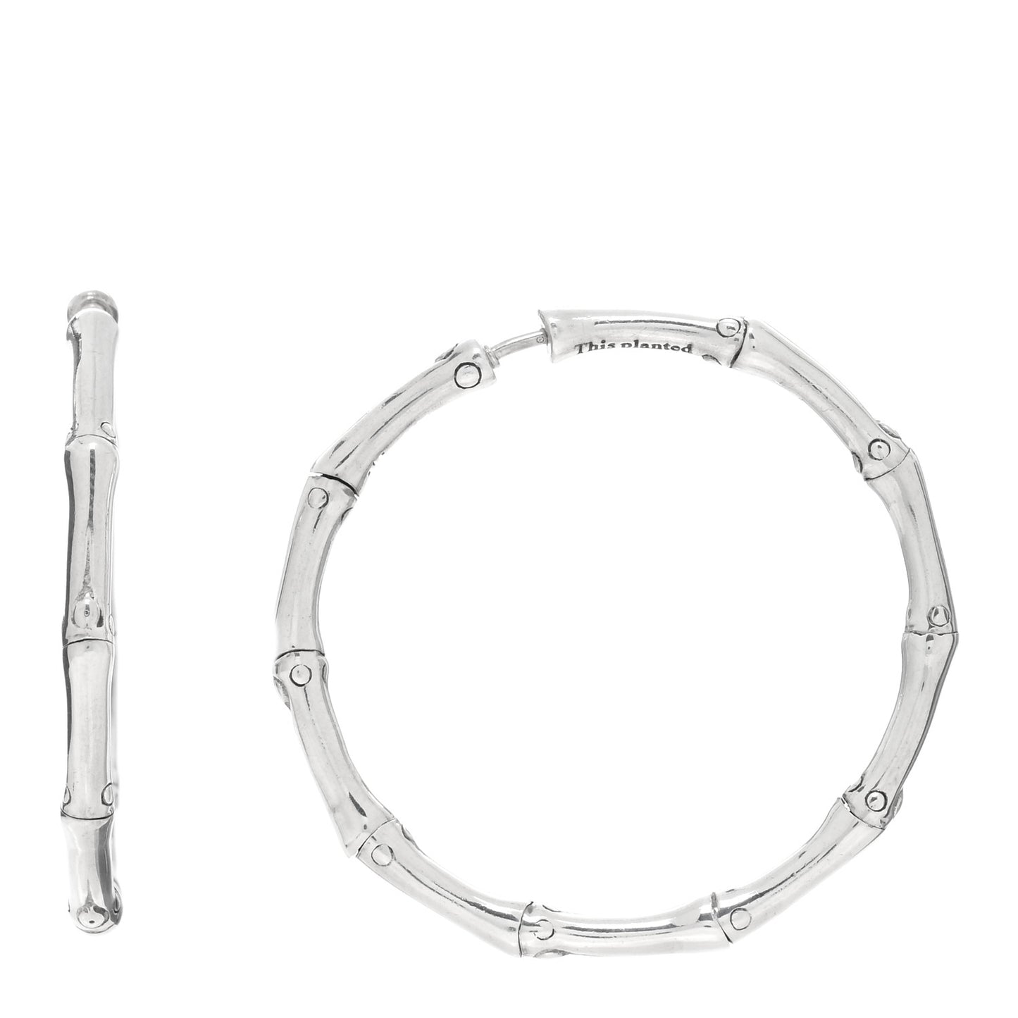 Sterling Silver 35mm Bamboo Hoop Earrings