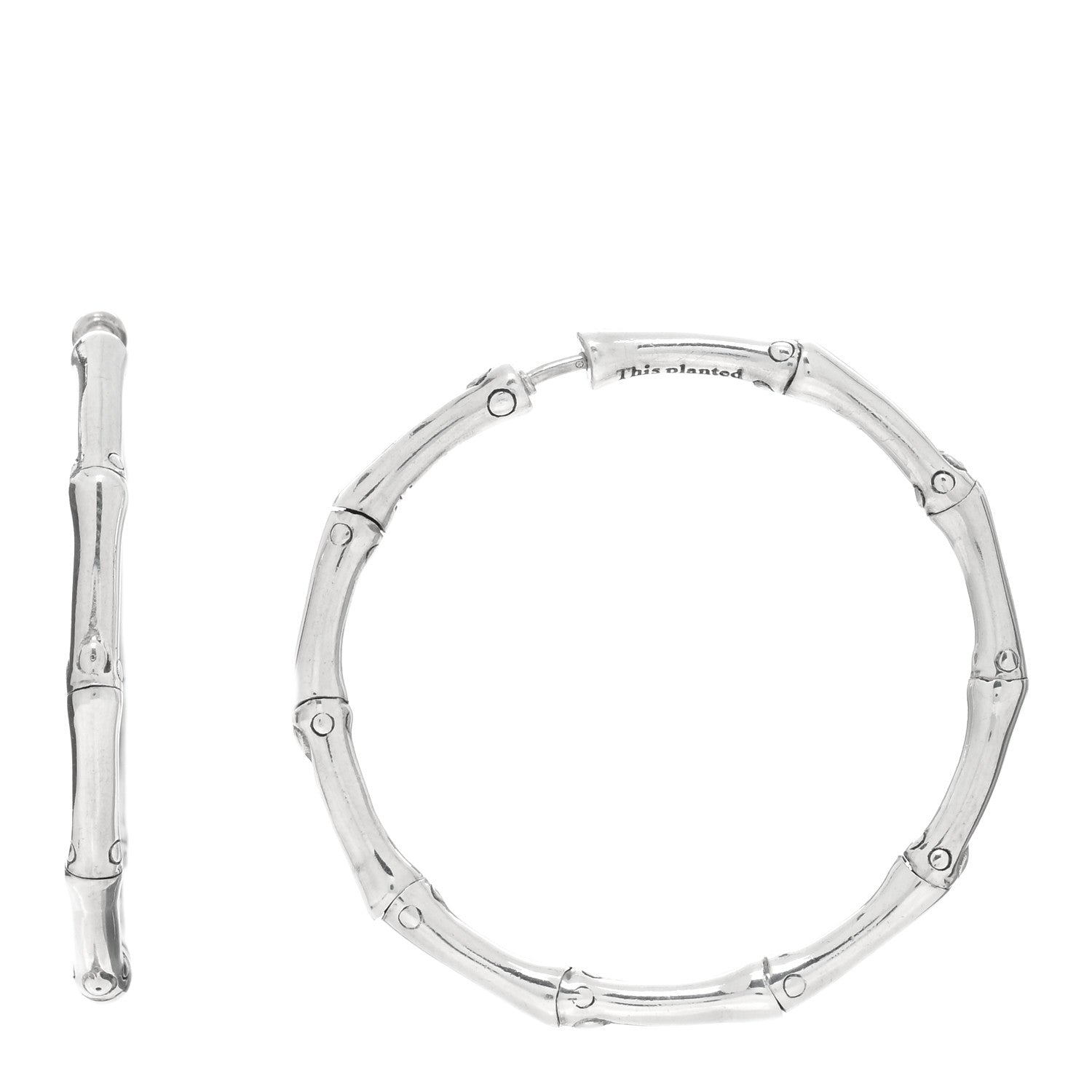 John Hardy Sterling Silver 35mm Bamboo Hoop Earrings 1 of 4