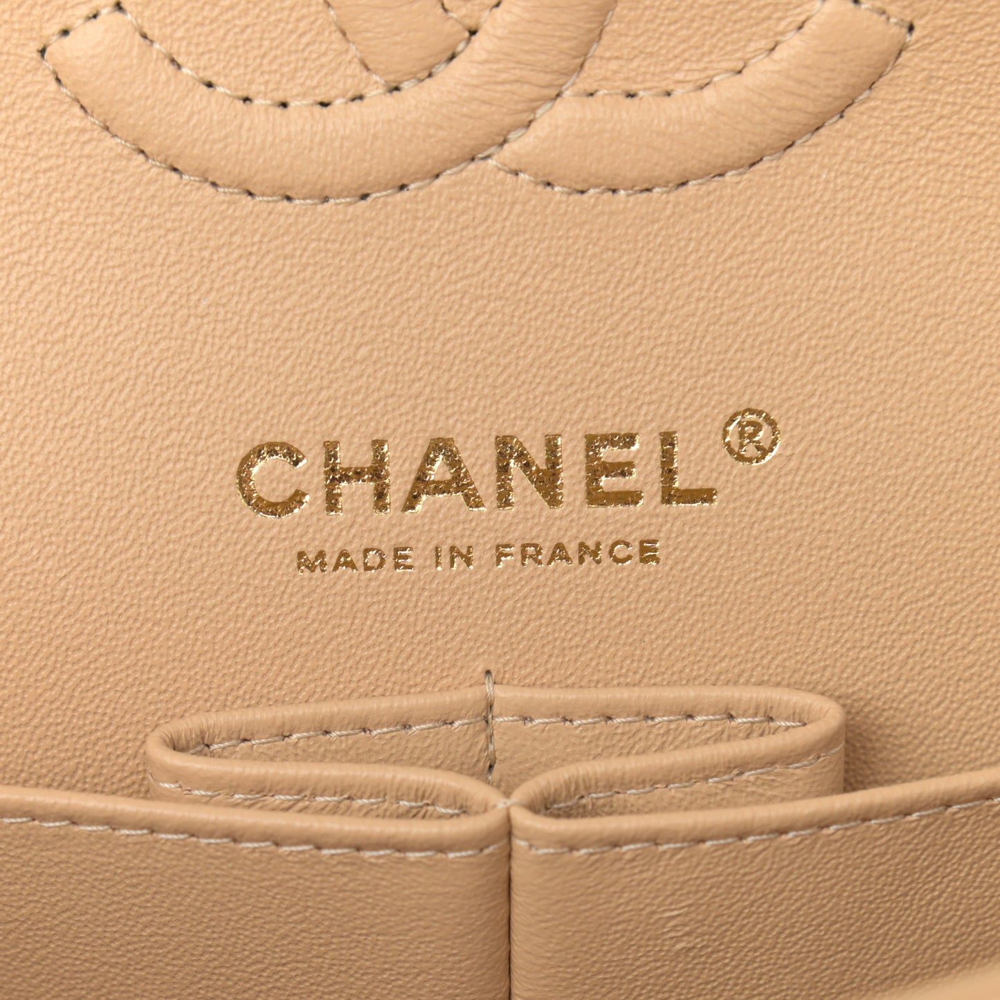 Caviar Quilted Small Double Flap Beige