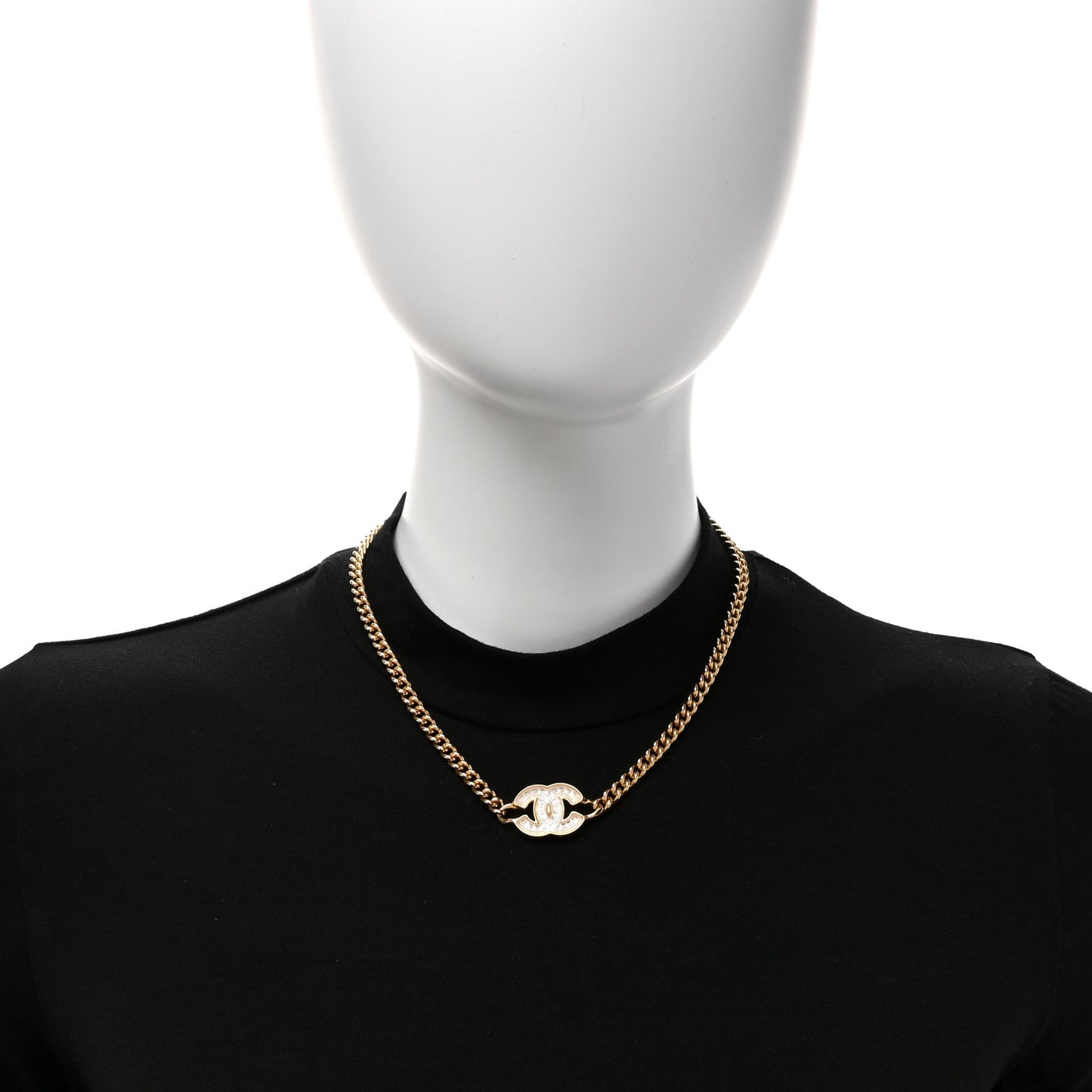 Metal Chain Link CC Choker Necklace Gold