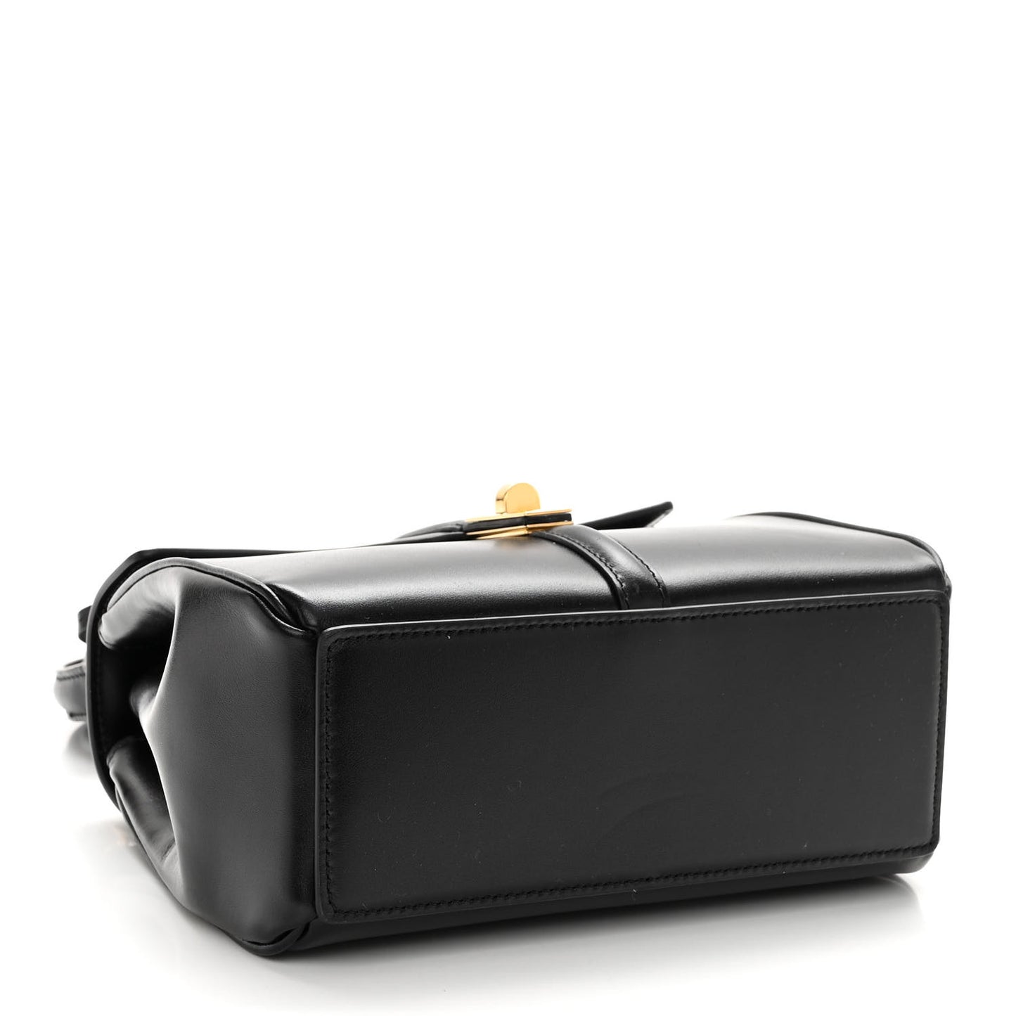Satinated Calfskin Mini 16 Top Handle Bag Black