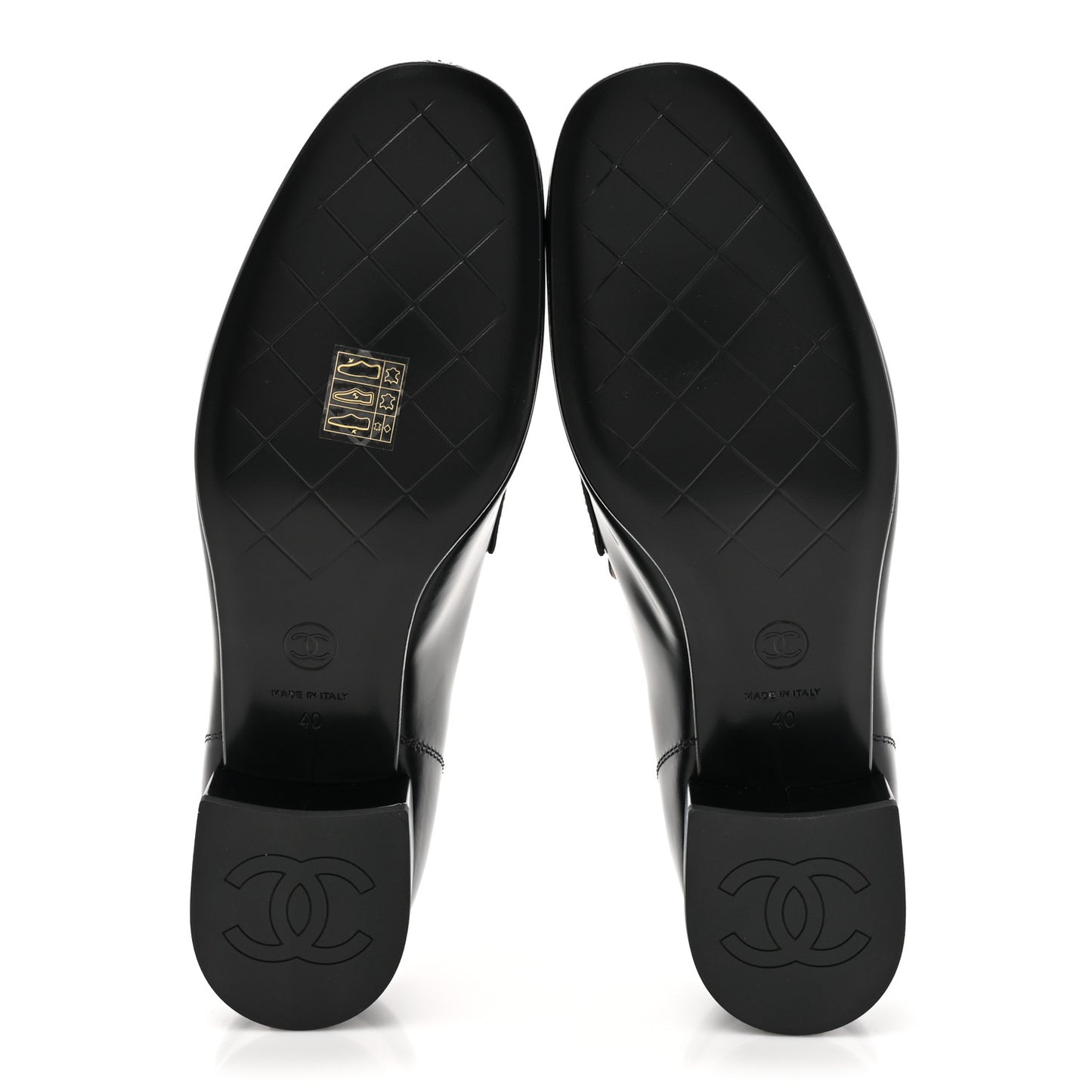Shiny Calfskin Logo Loafers 40 Black
