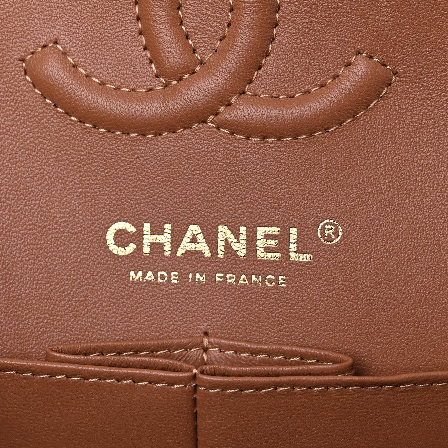 Lambskin Quilted Small Double Flap Brown