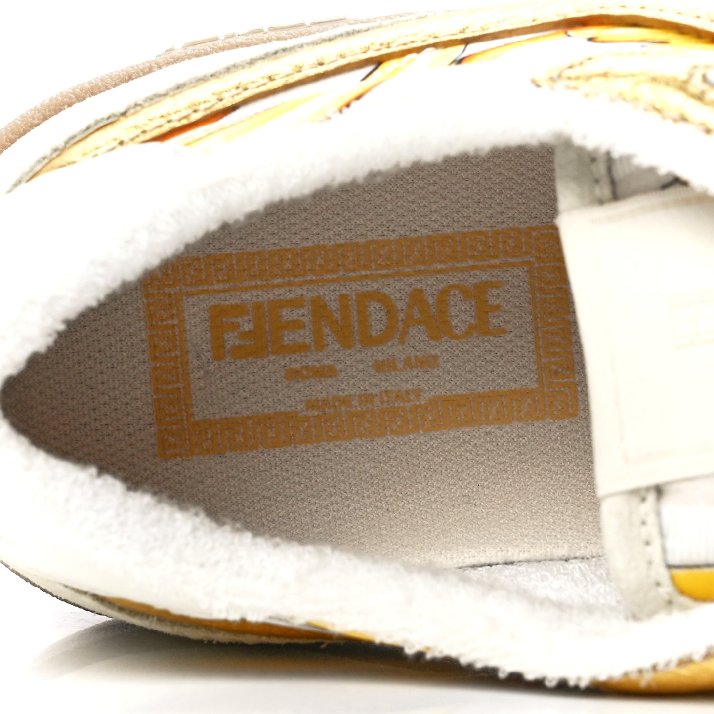 X FENDI Suede Fabric FF Baroque Womens Fendace Match Sneakers 37 Gold Multicolor